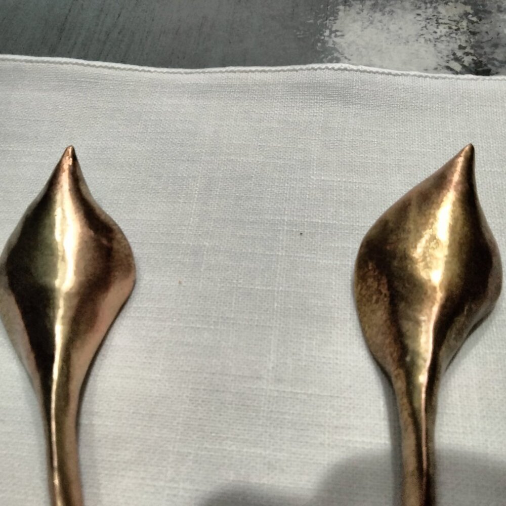 Table Art Pewter Leaf Shaped Condiment Spoons, Set of Two, NWOT - Picture 8 of 10